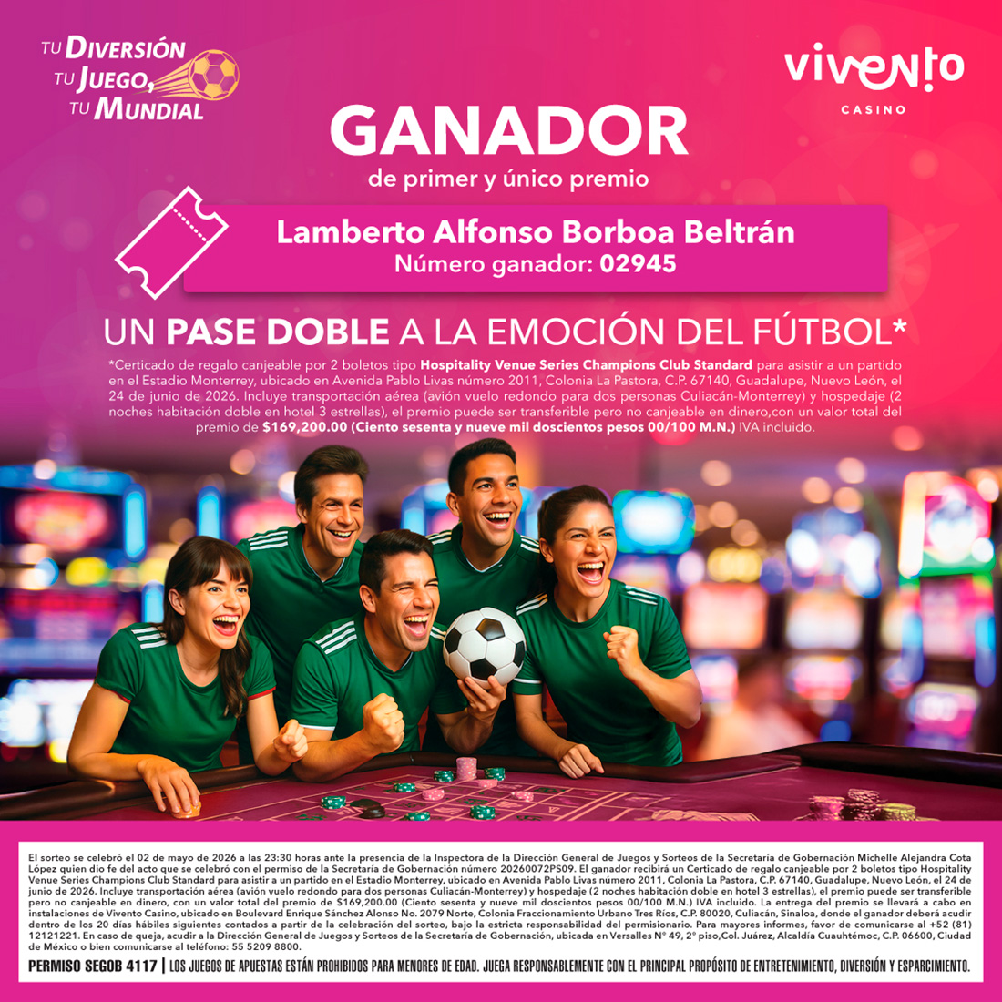 Sorteo TU DIVERSIÓN, TU JUEGO, TU MUNDIAL