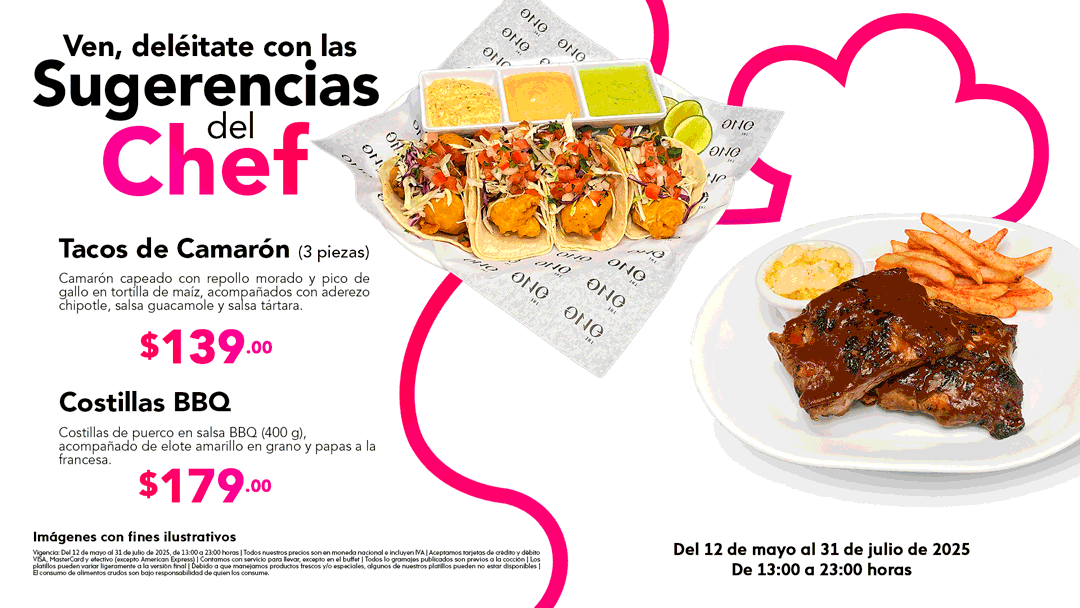 Disfruta las Sugerencias del Chef