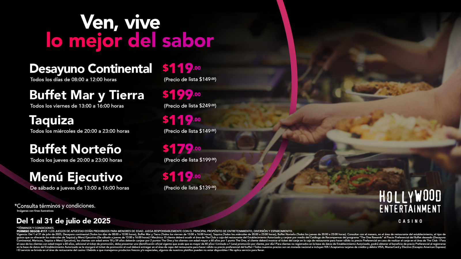 Disfruta tu Buffet ahora a precio preferencial