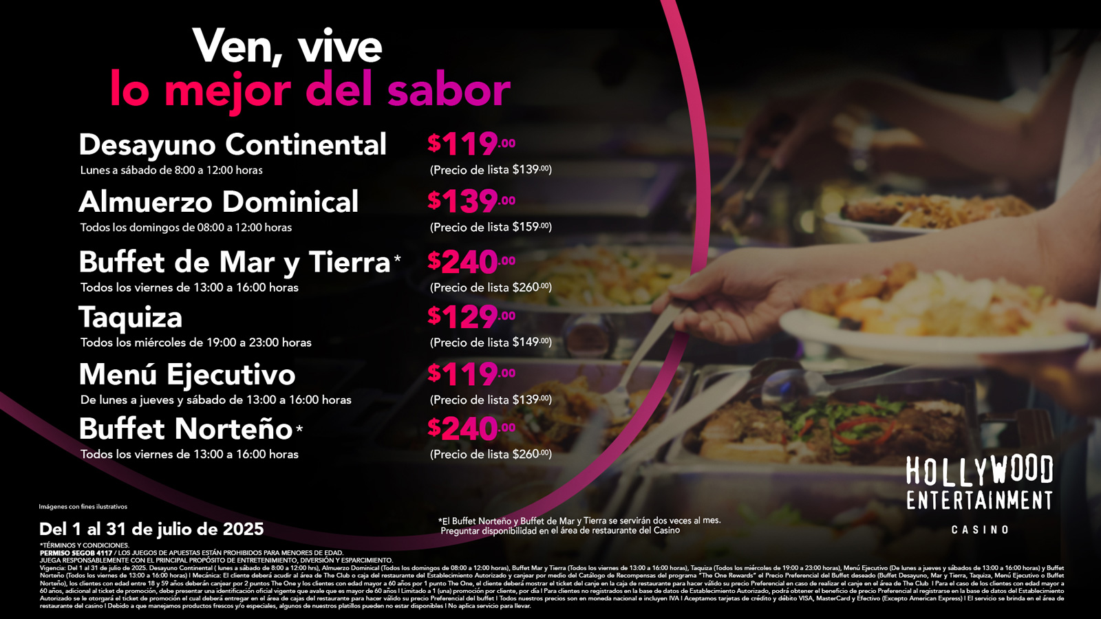 Disfruta tu Buffet ahora a precio preferencial